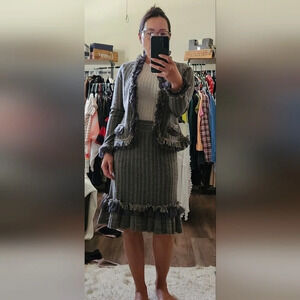 BRYAN Bradley 100% Merino Wool Blazer Jacket and Skirt Set
